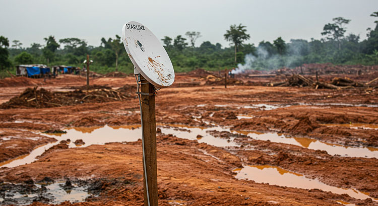 Antenas da Starlink, apreendidas em operações na Amazônia, evidenciam como a tecnologia de internet via satélite foi cooptada pelo garimpo ilegal para escapar da fiscalização.