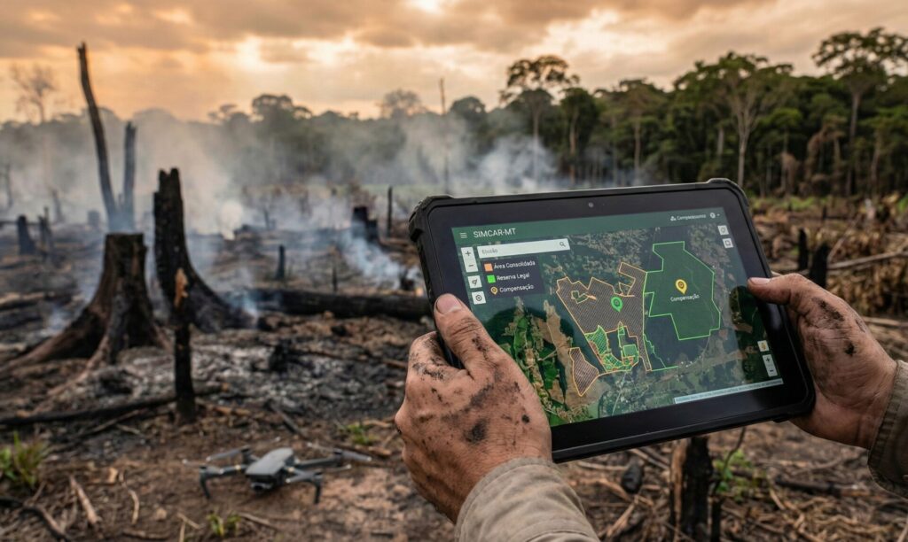 Imagem retratando a área desmatada