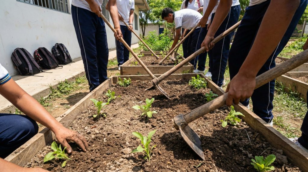 horta escolar hábitos saudáveis